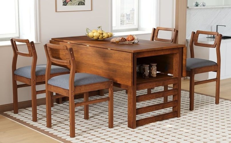 TOPMAX Modern 5-Piece 47.2'' Extendable Wood Square Dining Table Set with Two 11.8-inch Drop Leaves TOPMAX Modern 5-Piece 47.2'' Extendable Wood Square Dining Table Set with Two 11.8-inch Drop Leaves